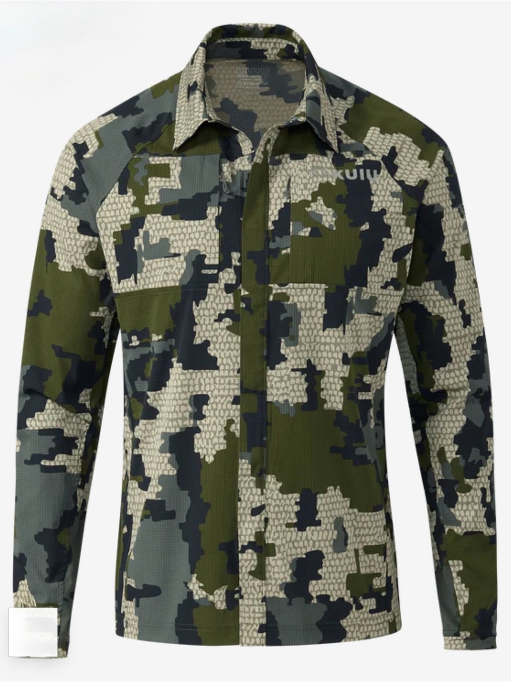 KUIU TIBURON HYBRID SNAP SHIRT Lightweight Breathable Verde Camo